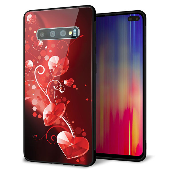 au ギャラクシー S10+ SCV42 強化ガラス&TPUスマホケース ガラプリ【385 クリスタルな恋】