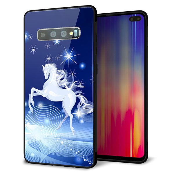 au ギャラクシー S10+ SCV42 強化ガラス&TPUスマホケース ガラプリ【436 ペガサス】