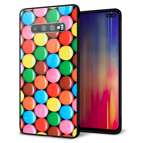 au ギャラクシー S10+ SCV42 強化ガラス&TPUスマホケース ガラプリ【448 マーブルチョコ】