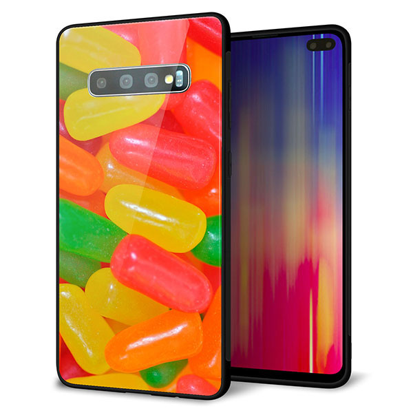 au ギャラクシー S10+ SCV42 強化ガラス&TPUスマホケース ガラプリ【449 ジェリービーンズ】