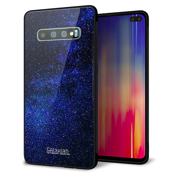 au ギャラクシー S10+ SCV42 強化ガラス&TPUスマホケース ガラプリ【KM924 Galaxias Blue】