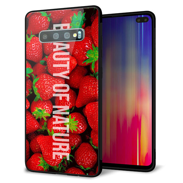 au ギャラクシー S10+ SCV42 強化ガラス&TPUスマホケース ガラプリ【MA881 ストロベリー】