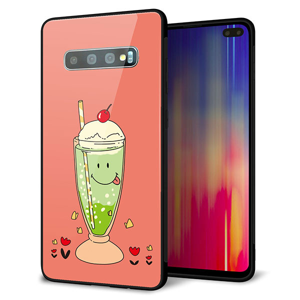 au ギャラクシー S10+ SCV42 強化ガラス&TPUスマホケース ガラプリ【MA900 クリームソーダ】