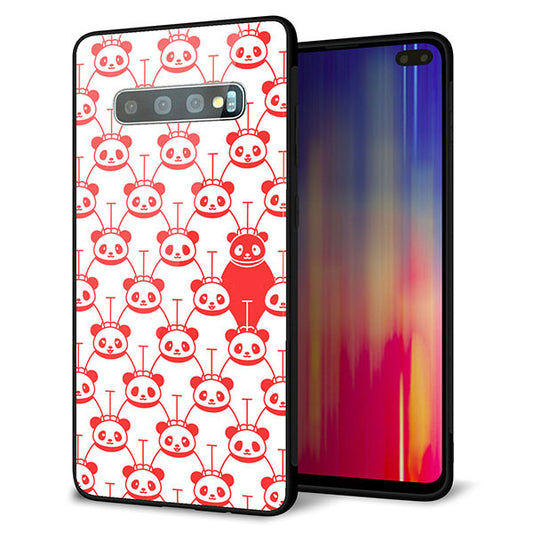 au ギャラクシー S10+ SCV42 強化ガラス&TPUスマホケース ガラプリ【MA913 パターン パンダ】