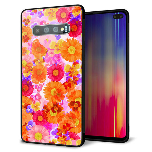 au ギャラクシー S10+ SCV42 強化ガラス&TPUスマホケース ガラプリ【SC869 リバティプリント フルールドパルファン(ピンク)】