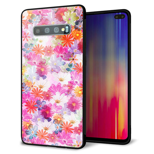 au ギャラクシー S10+ SCV42 強化ガラス&TPUスマホケース ガラプリ【SC874 リバティプリント プレスドフラワー(ピンク)】