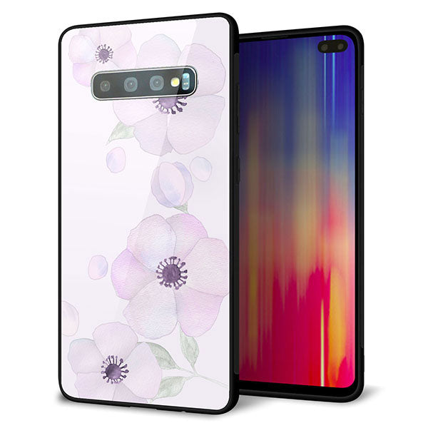 au ギャラクシー S10+ SCV42 強化ガラス&TPUスマホケース ガラプリ【SC950 ドゥ・フルール(パウダーバイオレット)】