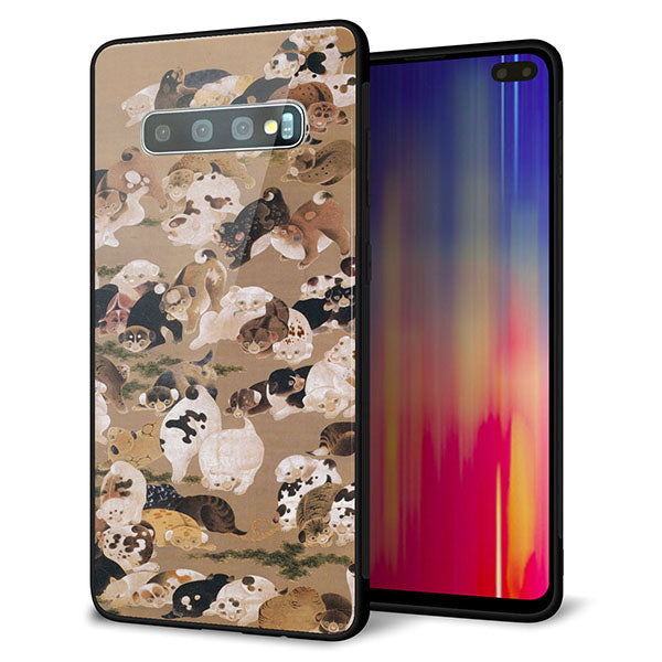 au ギャラクシー S10+ SCV42 強化ガラス&TPUスマホケース ガラプリ【TA008 百犬】