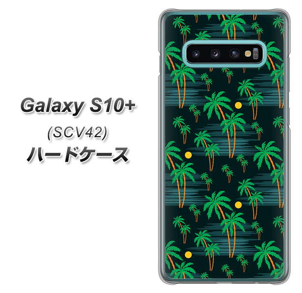 au ギャラクシー S10+ SCV42 高画質仕上げ 背面印刷 ハードケース【1315 月夜とヤシ】