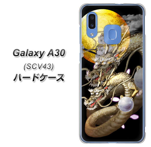 au ギャラクシー A30 SCV43 高画質仕上げ 背面印刷 ハードケース【1003 月と龍】