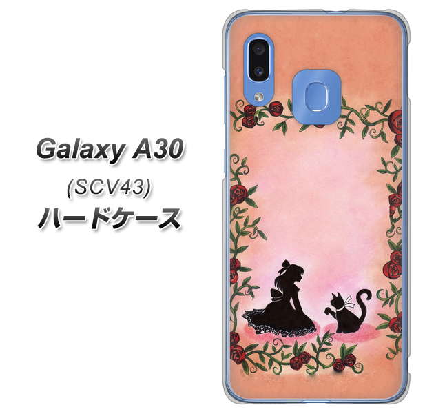 au ギャラクシー A30 SCV43 高画質仕上げ 背面印刷 ハードケース【1096 お姫様とネコ(カラー)】