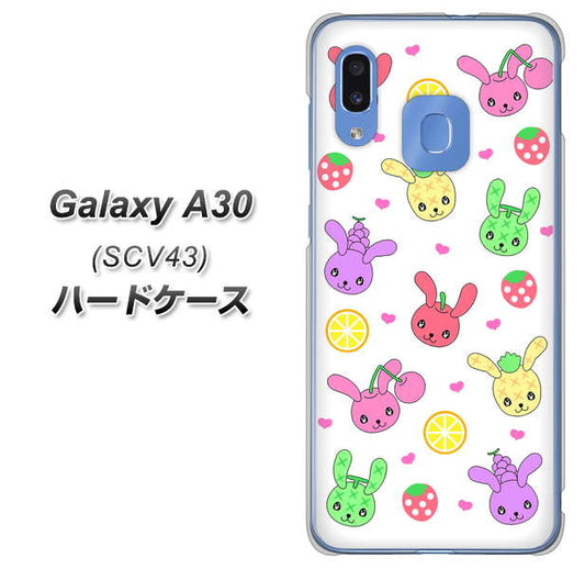 au ギャラクシー A30 SCV43 高画質仕上げ 背面印刷 ハードケース【AG826 フルーツうさぎのブルーラビッツ(白)】