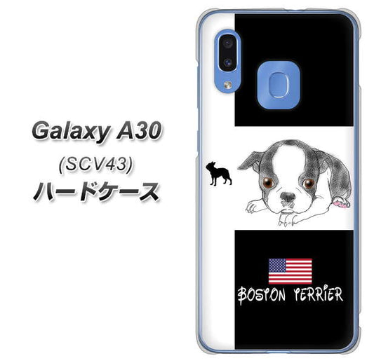 au ギャラクシー A30 SCV43 高画質仕上げ 背面印刷 ハードケース【YD854 ボストンテリア05】