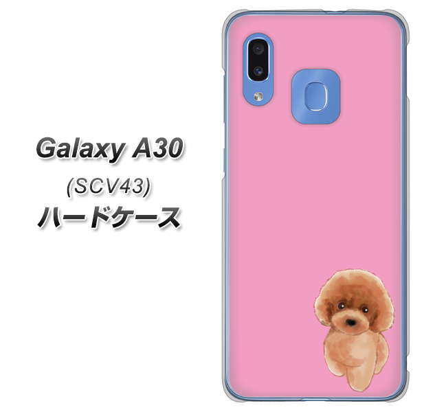 au ギャラクシー A30 SCV43 高画質仕上げ 背面印刷 ハードケース【YJ049 トイプードルレッド(ピンク)】