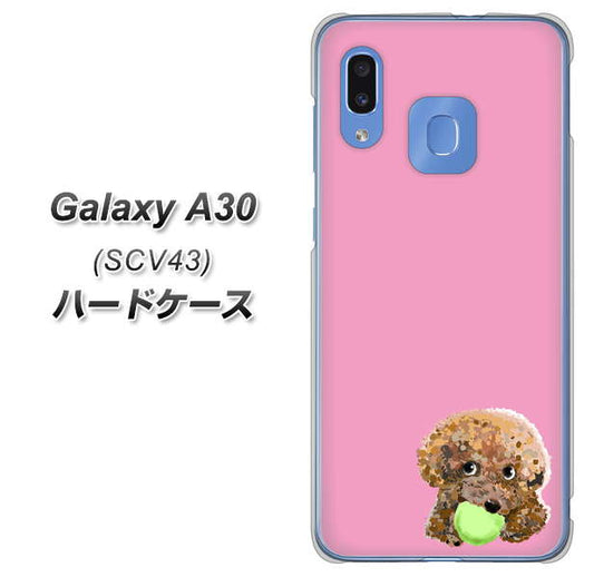 au ギャラクシー A30 SCV43 高画質仕上げ 背面印刷 ハードケース【YJ053 トイプードル&ボール(ピンク)】