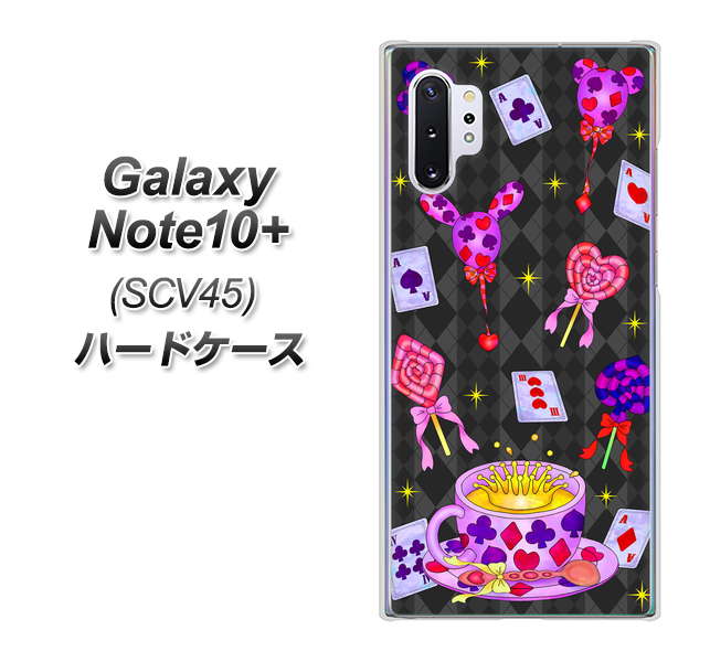 au ギャラクシー ノート10+ SCV45 高画質仕上げ 背面印刷 ハードケース【AG818 トランプティー(黒)】