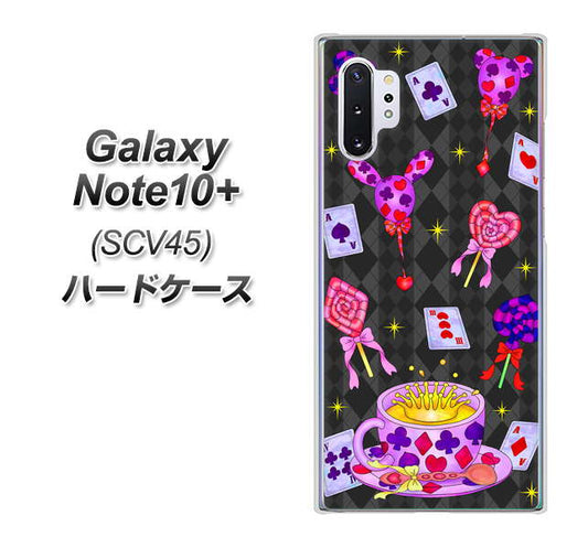 au ギャラクシー ノート10+ SCV45 高画質仕上げ 背面印刷 ハードケース【AG818 トランプティー(黒)】