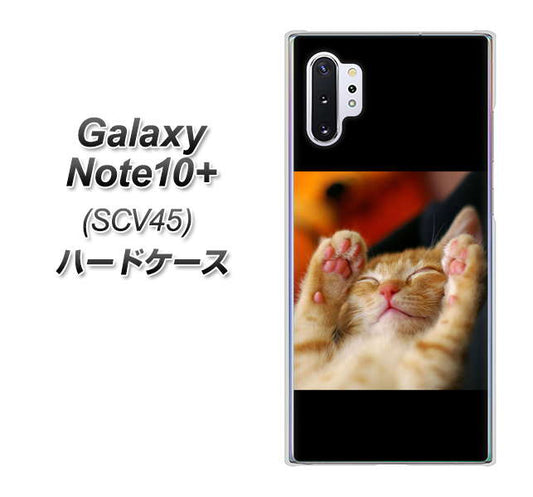 au ギャラクシー ノート10+ SCV45 高画質仕上げ 背面印刷 ハードケース【VA804 爆睡するネコ】