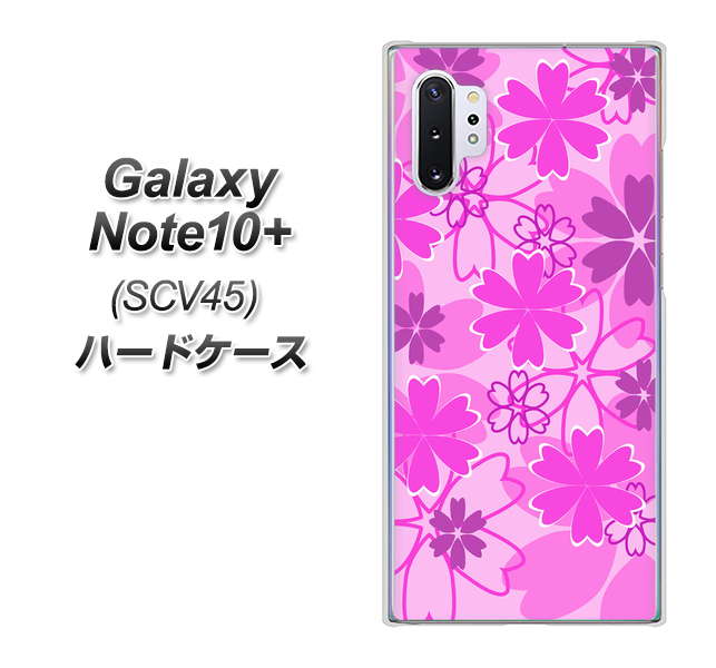 au ギャラクシー ノート10+ SCV45 高画質仕上げ 背面印刷 ハードケース【VA961 重なり合う花 ピンク】