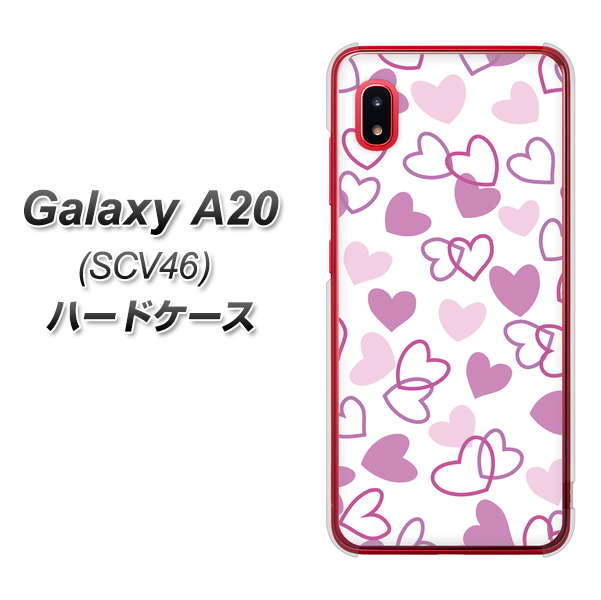 au ギャラクシー A20 SCV46 高画質仕上げ 背面印刷 ハードケース【VA928 ハートがいっぱい パープル】