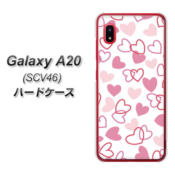 au ギャラクシー A20 SCV46 高画質仕上げ 背面印刷 ハードケース【VA929 ハートがいっぱい ピンク】