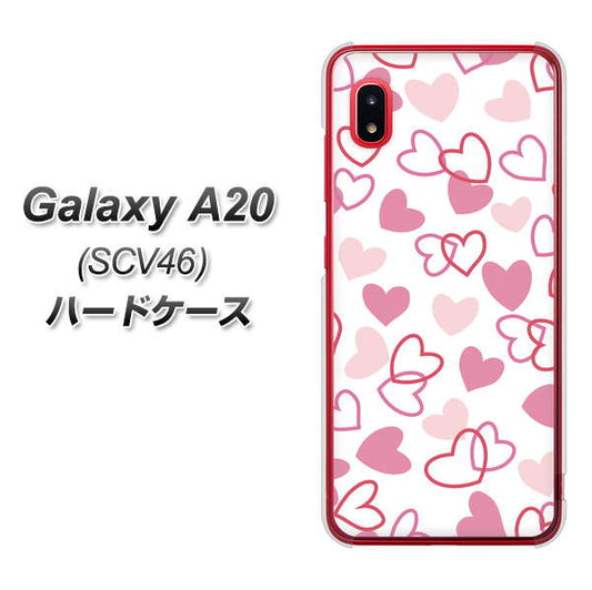 Galaxy A20 SCV46 au VA929 ハートがいっぱい ピンク ハードケース 背面印刷