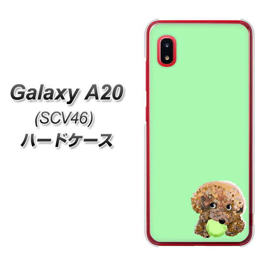 au ギャラクシー A20 SCV46 高画質仕上げ 背面印刷 ハードケース【YJ055 トイプードル&ボール(グリーン)】