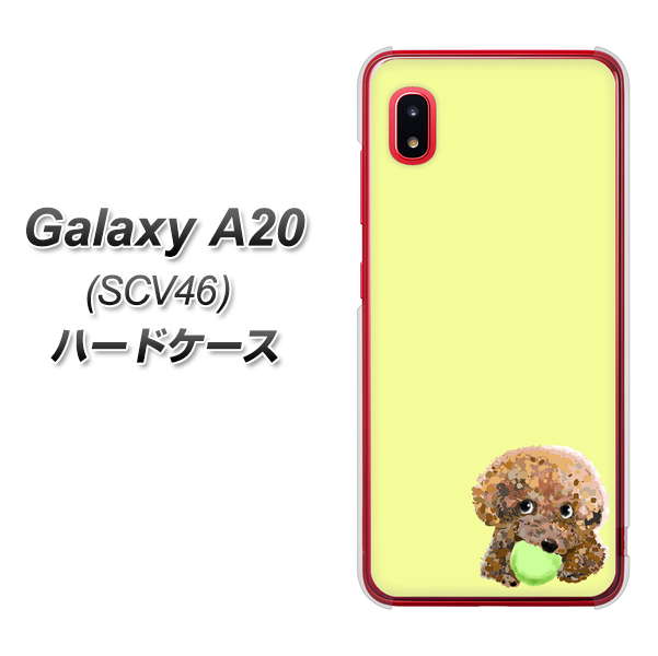 au ギャラクシー A20 SCV46 高画質仕上げ 背面印刷 ハードケース【YJ056 トイプードル&ボール(イエロー)】