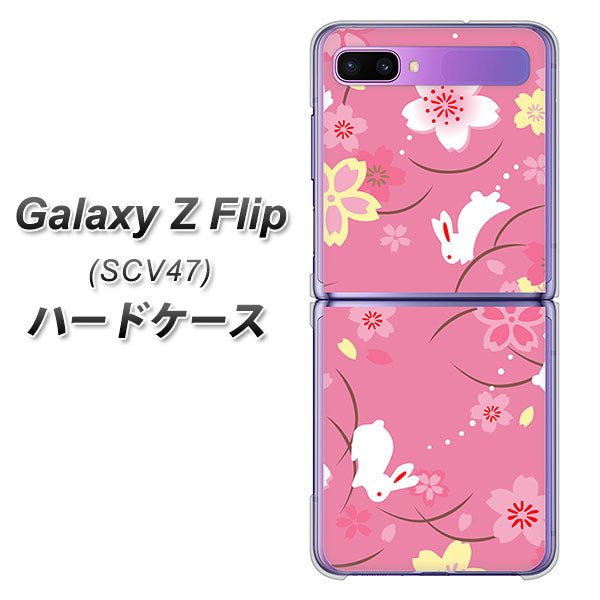 au ギャラクシーZ フリップ SCV47 高画質仕上げ 背面印刷 ハードケース【149 桜と白うさぎ】