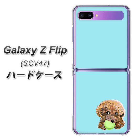 au ギャラクシーZ フリップ SCV47 高画質仕上げ 背面印刷 ハードケース【YJ054 トイプードル&ボール(ブルー)】
