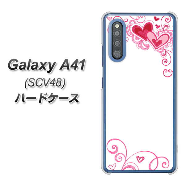 au ギャラクシーA41 SCV48 高画質仕上げ 背面印刷 ハードケース【365 ハートフレーム】