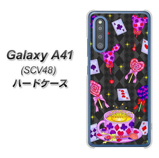 au ギャラクシーA41 SCV48 高画質仕上げ 背面印刷 ハードケース【AG818 トランプティー(黒)】