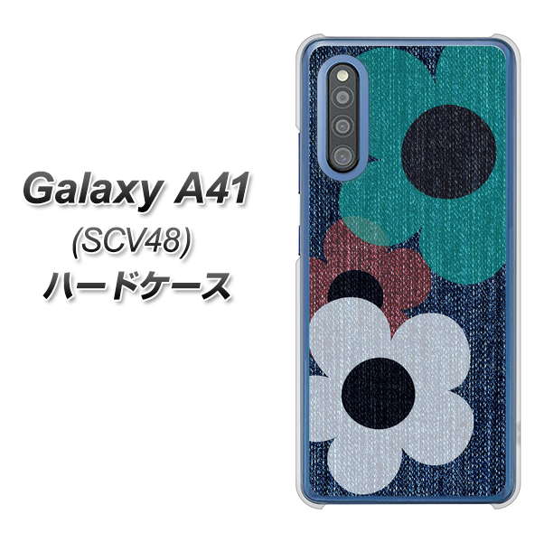 au ギャラクシーA41 SCV48 高画質仕上げ 背面印刷 ハードケース【EK869 ルーズフラワーinデニム風】