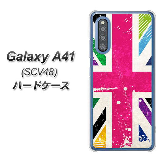 au ギャラクシーA41 SCV48 高画質仕上げ 背面印刷 ハードケース【SC806 ユニオンジャック ピンクビンテージ】