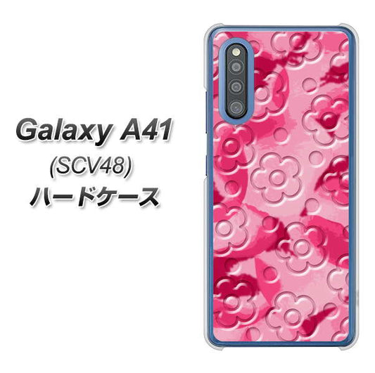au ギャラクシーA41 SCV48 高画質仕上げ 背面印刷 ハードケース【SC847 フラワーヴェルニ花濃いピンク(ローズアンディアン)】