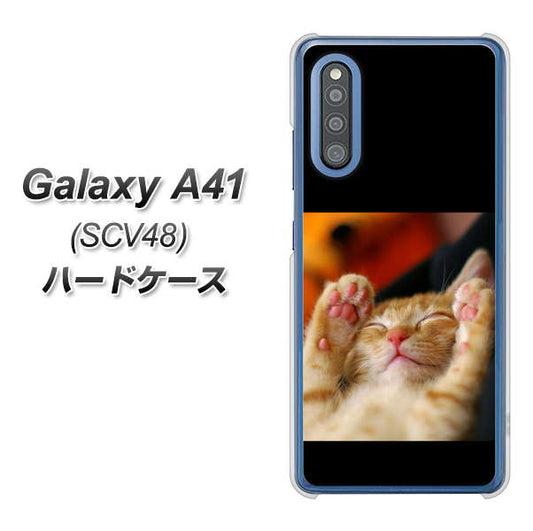 au ギャラクシーA41 SCV48 高画質仕上げ 背面印刷 ハードケース【VA804 爆睡するネコ】