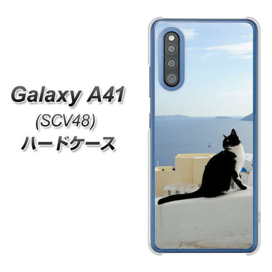 au ギャラクシーA41 SCV48 高画質仕上げ 背面印刷 ハードケース【VA805 ネコと地中海】