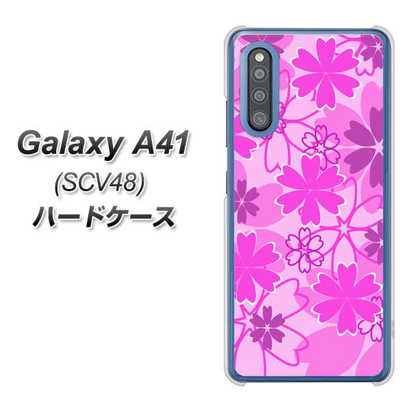 au ギャラクシーA41 SCV48 高画質仕上げ 背面印刷 ハードケース【VA961 重なり合う花 ピンク】