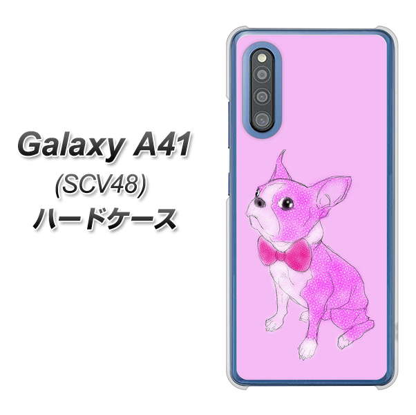 au ギャラクシーA41 SCV48 高画質仕上げ 背面印刷 ハードケース【YD852 ボストンテリア03】