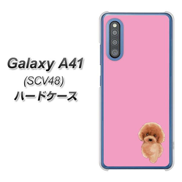 au ギャラクシーA41 SCV48 高画質仕上げ 背面印刷 ハードケース【YJ049 トイプードルレッド(ピンク)】