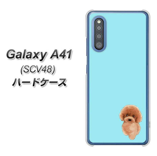 au ギャラクシーA41 SCV48 高画質仕上げ 背面印刷 ハードケース【YJ050 トイプードルレッド(ブルー)】