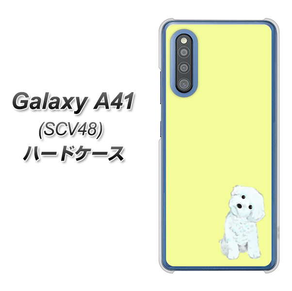 au ギャラクシーA41 SCV48 高画質仕上げ 背面印刷 ハードケース【YJ072 トイプードルホワイト(イエロー)】
