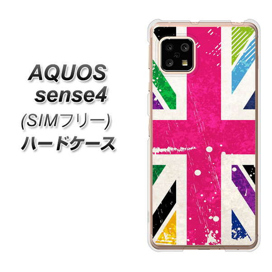 SIMフリー アクオスセンス4 高画質仕上げ 背面印刷 ハードケース【SC806 ユニオンジャック ピンクビンテージ】