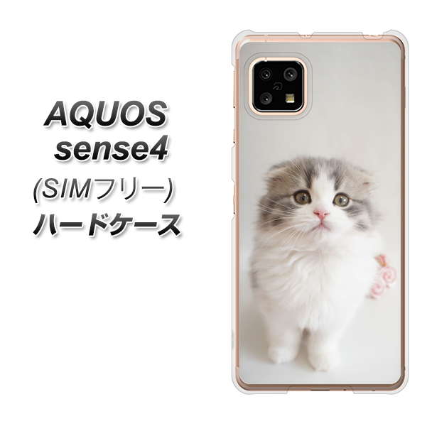 SIMフリー アクオスセンス4 高画質仕上げ 背面印刷 ハードケース【VA803 まっていますネコ】