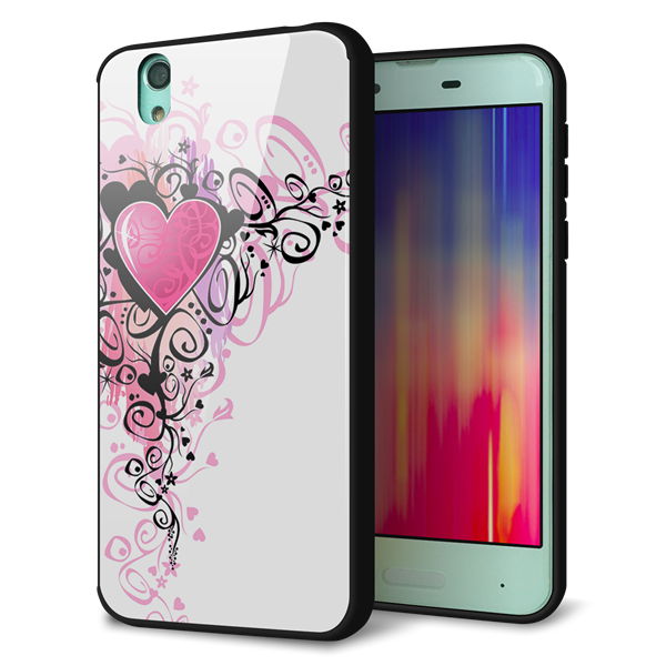 docomo アクオス センス SH-01K 強化ガラス&TPUスマホケース ガラプリ【007 スタイリッシュハート】