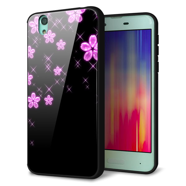 docomo アクオス センス SH-01K 強化ガラス&TPUスマホケース ガラプリ【019 桜クリスタル】