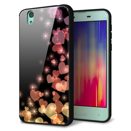 au アクオス センス SHV40 強化ガラス&TPUスマホケース ガラプリ【020 夜のきらめきハート】