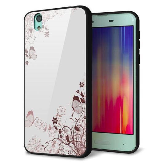 docomo アクオス センス SH-01K 強化ガラス&TPUスマホケース ガラプリ【142 桔梗と桜と蝶】