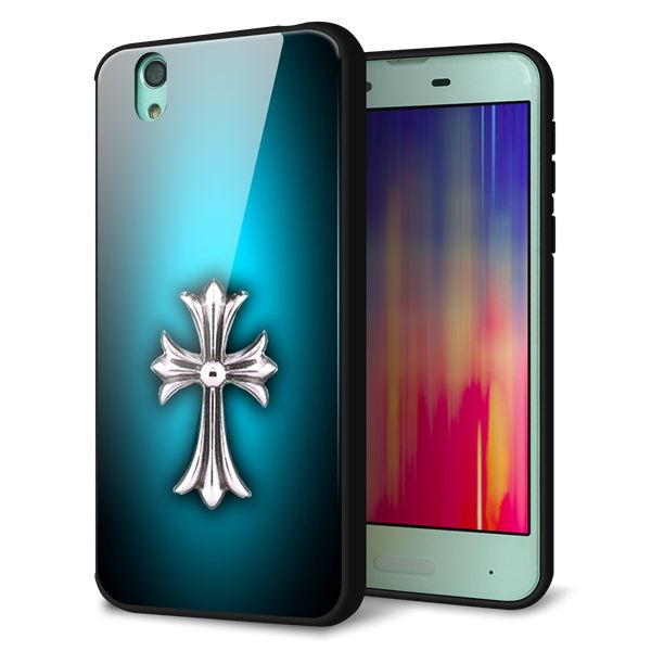 docomo アクオス センス SH-01K 強化ガラス&TPUスマホケース ガラプリ【334 クロスブルー】