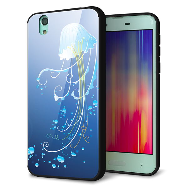 docomo アクオス センス SH-01K 強化ガラス&TPUスマホケース ガラプリ【362 ジェリーフィシュ】